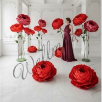 Аренда ростовых цветов из бумаги "Пионы красные"